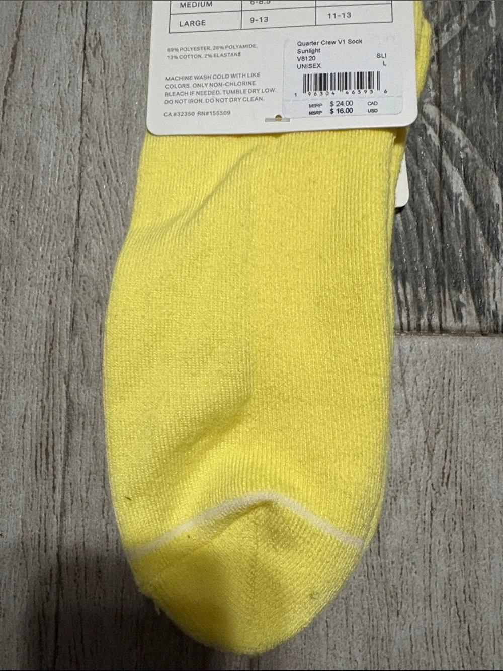 Vuori Yellow Quarter Crew Socks